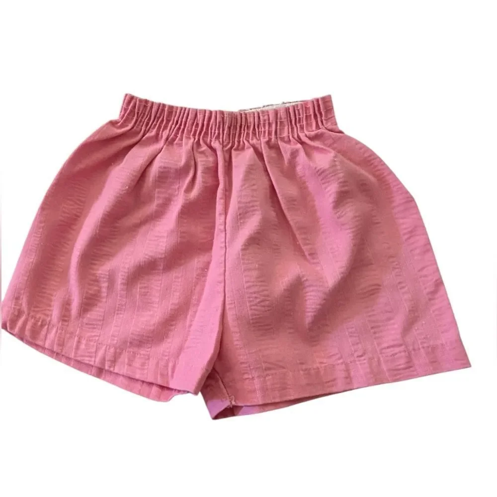 Vintage Toddler Girl Pink Elastic Waist Shorts‎